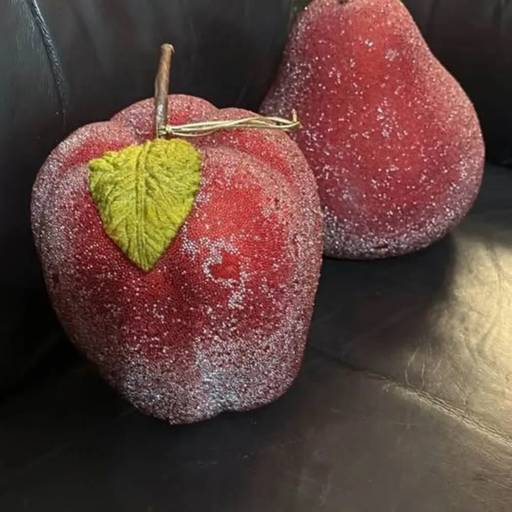 Red Beaded Artificial Apple and Pear Decor